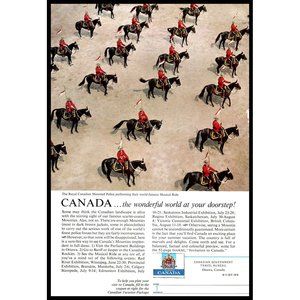 1962 Canada The Wonderful World At Your Doorstep Vintage Print Ad Mounties Horse
